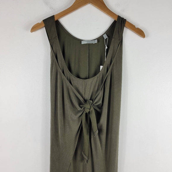 New Vince Knot Tie Front Sleeveless Scoop Neck High Low Midi Shift Dress - Picture 5 of 14